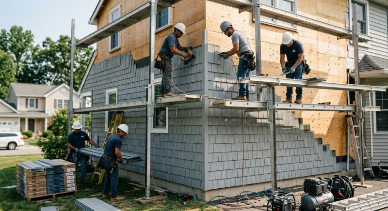 Our team working on Siding Service projects in Harnett County, NC